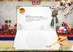 دانلود طرح لایه باز کلاسیک زمینه آسیای شرقی و دفتر خوشنویسی و کادو کد CL (۳۷)