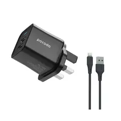 شارژر دیواری Porodo مدل PD-FWCH011-L | با کابل Lightning