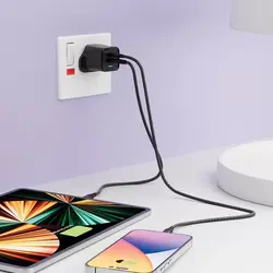 شارژر دیواری دو پورت Porodo مدل PD-FWCH010-C | همراه با 2 کابل Type-C