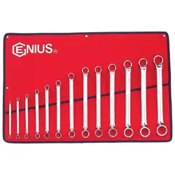 ست آچار دوسر رینگی 13 عددی جنیوسGenius Tools 13 Piece Metric Double Ended Offset Ring Wrench Set (Mirror Finish) - DE-713M