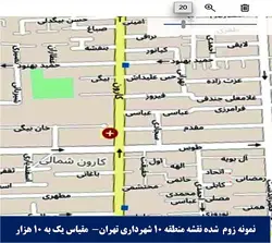 نقشه مناطق ۲۲ گانه شهر تهران