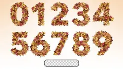 تصویر PNG مجموعه اعداد انگلیسی طرح برگ پاییزی - ایران پیک | پیکفری