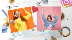 فایل لایه باز طرح شیشه ای موکاپ اینستاگرام و قالب پست - ایران پیک | پیکفری