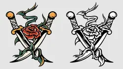 وکتور تاتو طرح گل و خنجر - ایران پیک | پیکفری