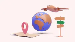 وکتور سه بعدی هواپیما و کره زمین یا مفهوم مسافرت - ایران پیک | پیکفری