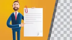 تصویر PNG کاراکتر سه بعدی مرد تاجر و نگه داشتن برگه - ایران پیک | پیکفری
