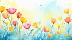 وکتور پس زمینه طرح آبرنگی گل لاله و فصل بهار - ایران پیک | پیکفری