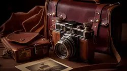 تصویر دوربین و تجهیزات قدیمی عکاسی روی میز - ایران پیک | پیکفری