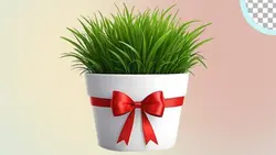 تصویر PNG سبزه عید و نوروز توی گلدان با روبان - ایران پیک | پیکفری