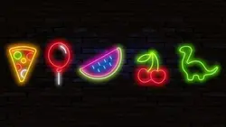 وکتور مجموعه آیکون با طراحی نئون و پاپ آرت - ایران پیک | پیکفری