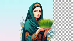 تصویر PNG دختر جوان و سبزه نوروز - ایران پیک | پیکفری