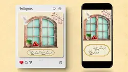 فایل لایه باز بنر پست و استوری نوروز طرح پنجره قدیمی - ایران پیک | پیکفری