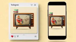 فایل لایه باز بنر پست و استوری نوروز طرح تلویزیون قدیمی - ایران پیک | پیکفری