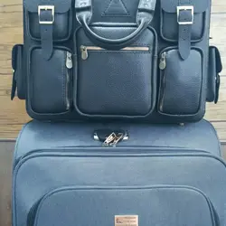 چمدان خلبانی و کیف دیپلمات مسافرتی چرمی مشکی مدل i-110 ایزاکو