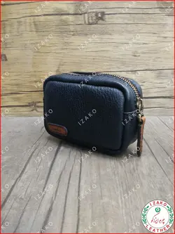 کیف اکسسوری و پول چرمی دست دوز مدل i-77 مشکی ایزاکو
