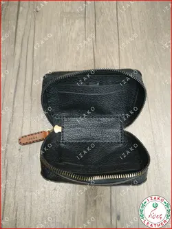 کیف پول و اکسسوری چرمی دست دوز مدل i-66 مشکی ایزاکو