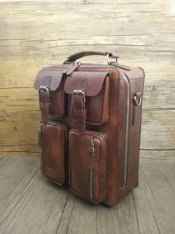 کیف دانشجویی اداری دیپلمات مسافرتی چرم طبیعی دستدوز i-132 برند ایزاکو