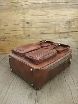 کیف دانشجویی اداری دیپلمات مسافرتی چرم طبیعی دستدوز i-132 برند ایزاکو