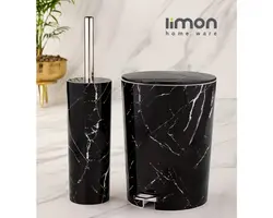 سطل و فرچه طرح ماربل  ( طوسی ) لیمون