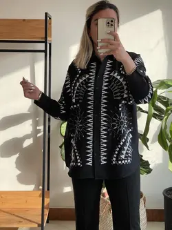 شومیز پولک دوزی گلدوزی مجلسی ترک طرح هندسی