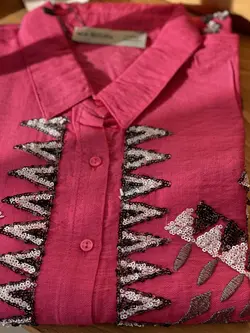 شومیز پولک دوزی گلدوزی مجلسی ترک طرح هندسی