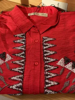 شومیز پولک دوزی گلدوزی مجلسی ترک طرح هندسی