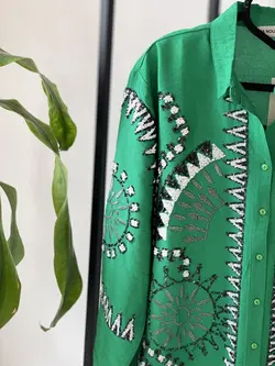 شومیز پولک دوزی گلدوزی مجلسی ترک طرح هندسی