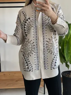 شومیز پولک دوزی گلدوزی مجلسی ترک طرح هندسی