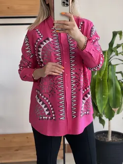 شومیز پولک دوزی گلدوزی مجلسی ترک طرح هندسی