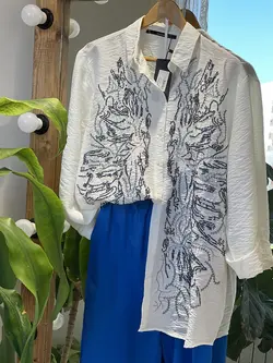 شومیز پولک دوزی ترک اورجینال برند اورفئو نگرو طرح خوشه