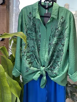 شومیز پولک دوزی ترک اورجینال برند اورفئو نگرو طرح خوشه