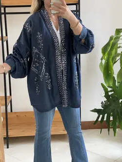 رویه جین پولک دوزی گلدوزی ترک اورجینال طرح لوزی