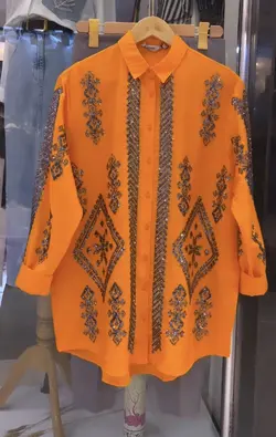 شومیز پولک دوزی گلدوزی ترک اورجینال طرح لوزی