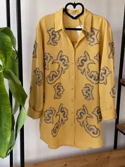 شومیز پولک دوزی گلدوزی ترک اورجینال طرح گلسرخ