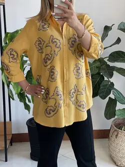 شومیز پولک دوزی گلدوزی ترک اورجینال طرح گلسرخ