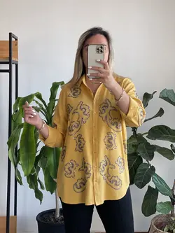 شومیز پولک دوزی گلدوزی ترک اورجینال طرح گلسرخ