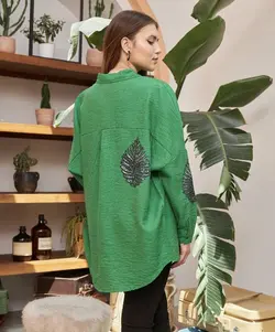 شومیز پولک دوزی ترک طرح برگی اورجینال (۲۱۰۶)