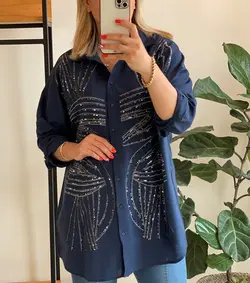 شومیز گلدوزی پولک دوزی ترک طرح نقره اورجینال برند orfeo negro