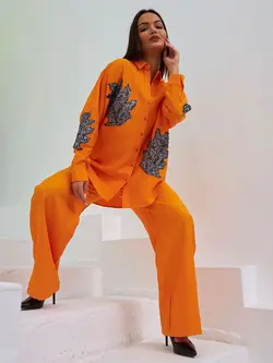 شومیز پولک دوزی طرح برگ انجیری