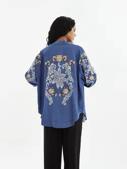 کیمونو جین کاغذی پولک دوزی اورجینال طرح گل orfeo negro