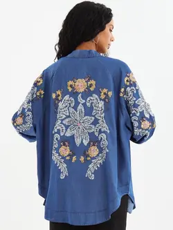 کیمونو جین کاغذی پولک دوزی اورجینال طرح گل orfeo negro