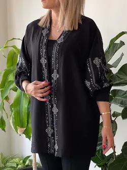 رویه(مانتو)پولک دوزی گلدوزی ترک طرح مینا