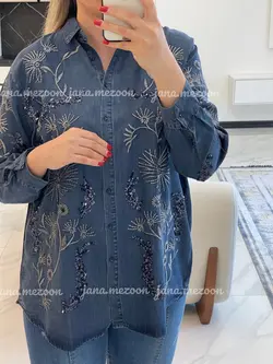 شومیز جین گلدوزی پولک دوزی ترک اورجینال طرح لیدی