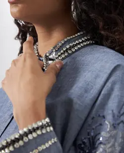 شومیز جین گلدوزی پولک دوزی اورجینال ترک طرح فرشته