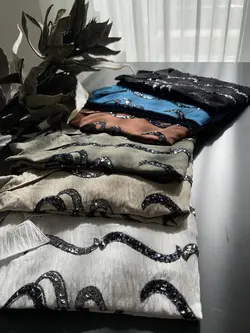 شومیز گلدوزی پولک دوزی ترک اورجینال طرح منحنی