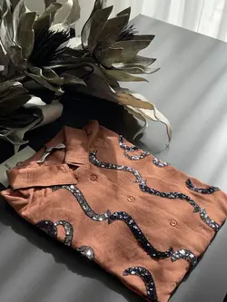 شومیز گلدوزی پولک دوزی ترک اورجینال طرح منحنی