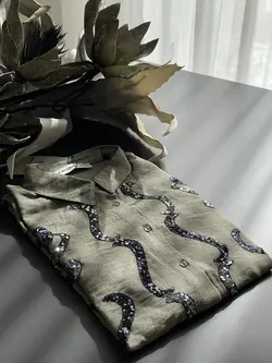 شومیز گلدوزی پولک دوزی ترک اورجینال طرح منحنی