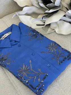 شومیز گلدوزی پولک دوزی ترک اورجینال طرح ابریشم