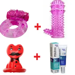 حلقه ویبراتور ضخیم گرید A + کاندوم سیلیکونی خاردار ضخیم (اورجینال) +کاندوم عروسکی +کرم گیاهی تاخیری پلونکس فانتزی