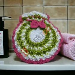 لیف دستبافت مدل گل با کاموا سوزنی گرم بالا